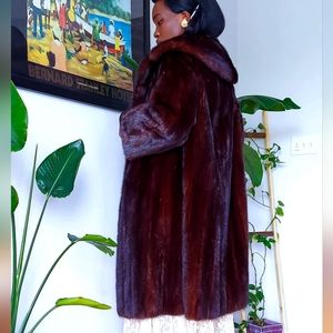 Luminous Brown vintage mink Fur Coat. Long Vintage Fur Coat